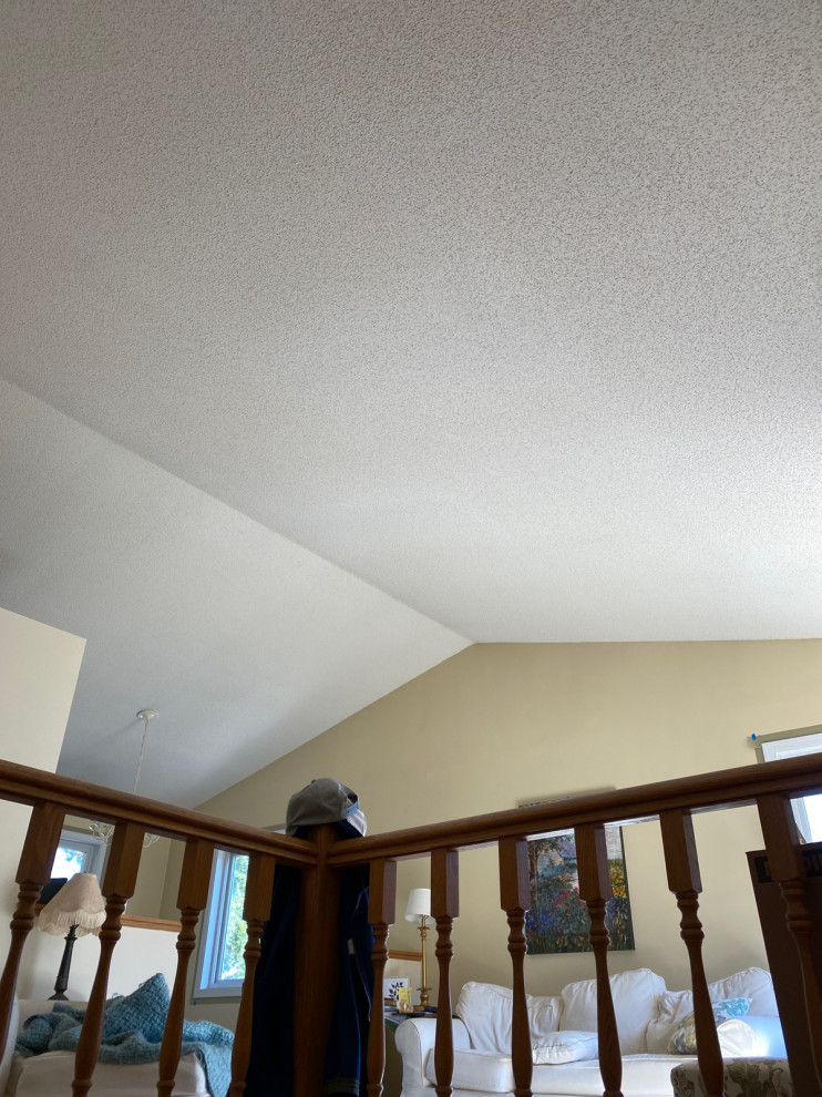 textured and smooth/ flat ceilings in same house