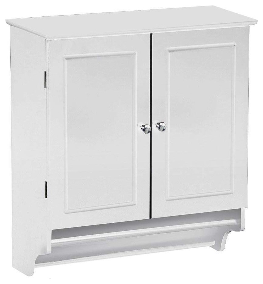 White Bathroom Wall Cabinet With, Over The Toilet Wall Cabinet With Towel Bar
