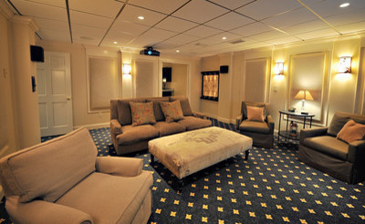 Design ideas for an eclectic home theatre in Birmingham.