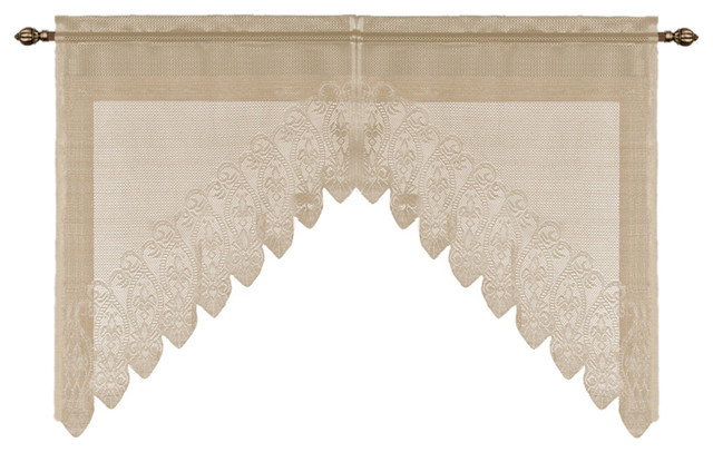 Valerie Taupe Macrame Kitchen Curtain Traditional Valances