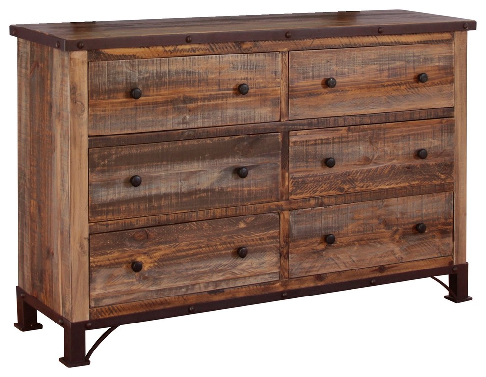 Beau Industrial Rustic 6Drawer Dresser Rustic Dressers by