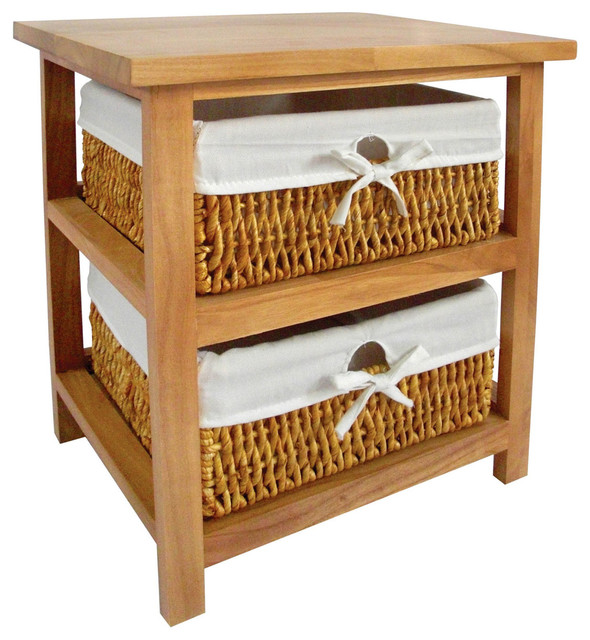 Paulownia Maize Wooden Storage Unit With 2 Baskets Natural Paulownia Maize Wooden Storage Unit With 2 Baskets Natural Country By Premier Housewares