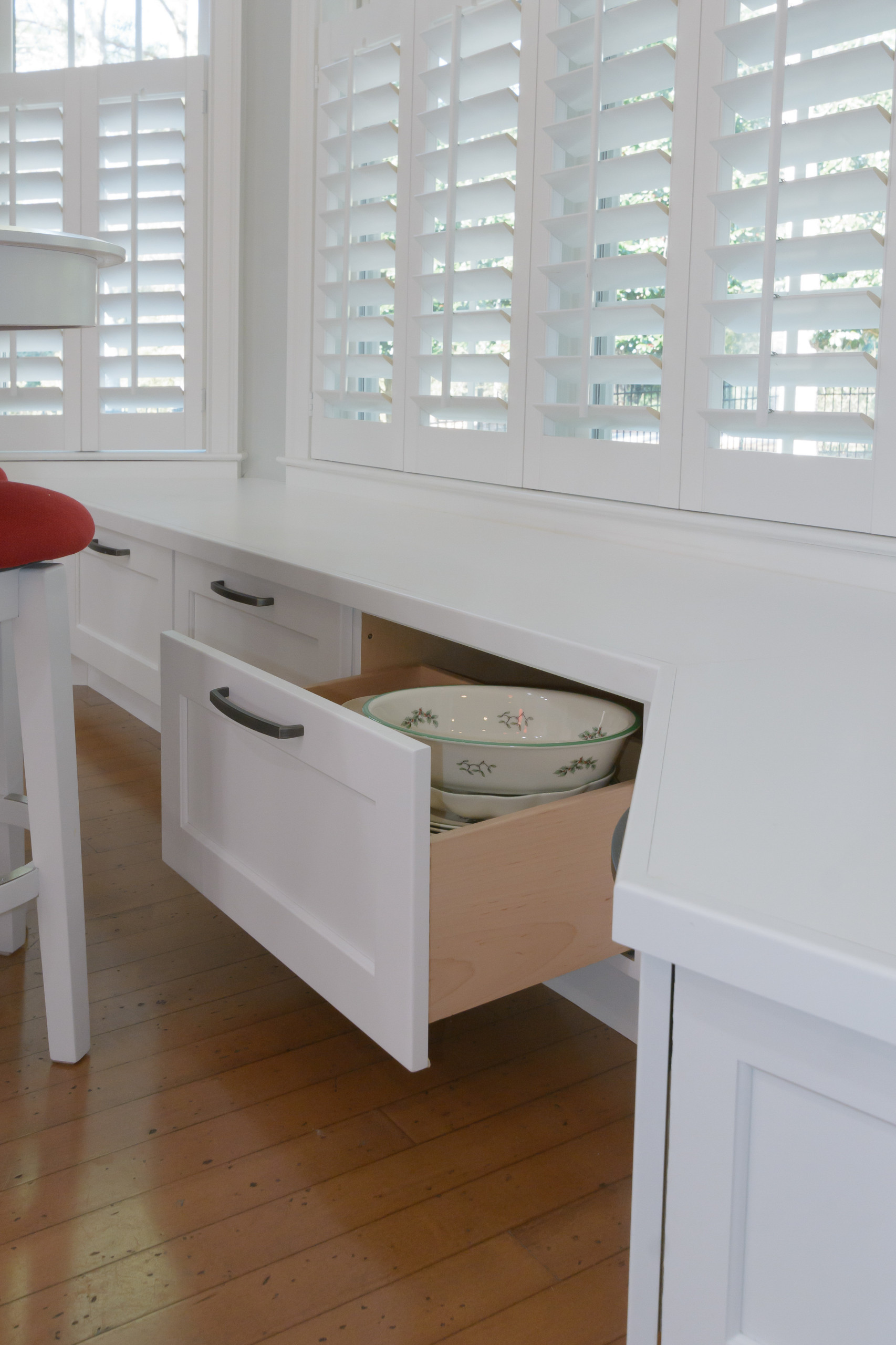 Pawley's Island modern white kitchen with butcher block island