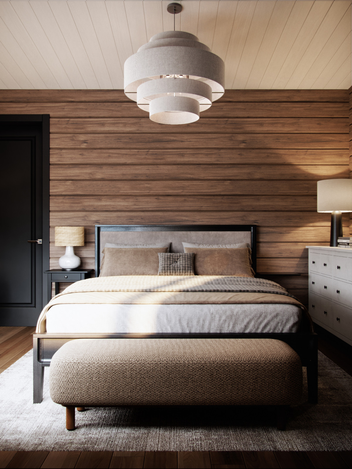 Дизайн интерьера загородного дома из бруса