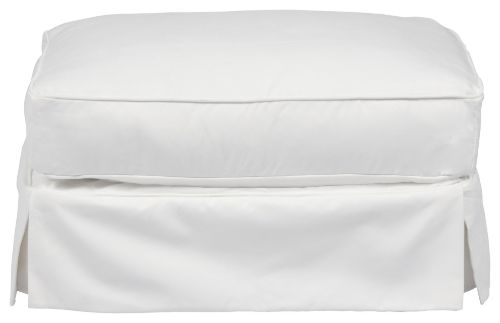 Sunset Trading Americana Slipcover for Rectangular Ottoman | White