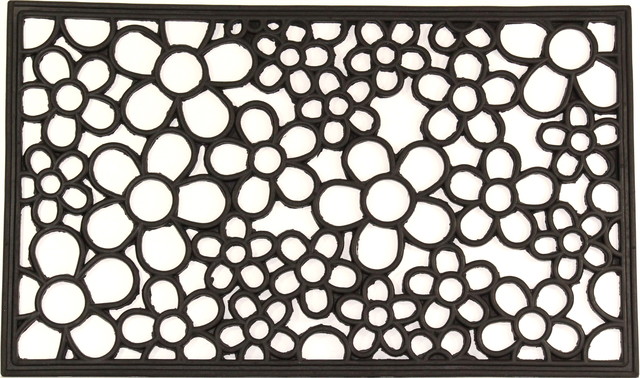 Floral Wrought Iron Rubber Doormat Contemporary Doormats By