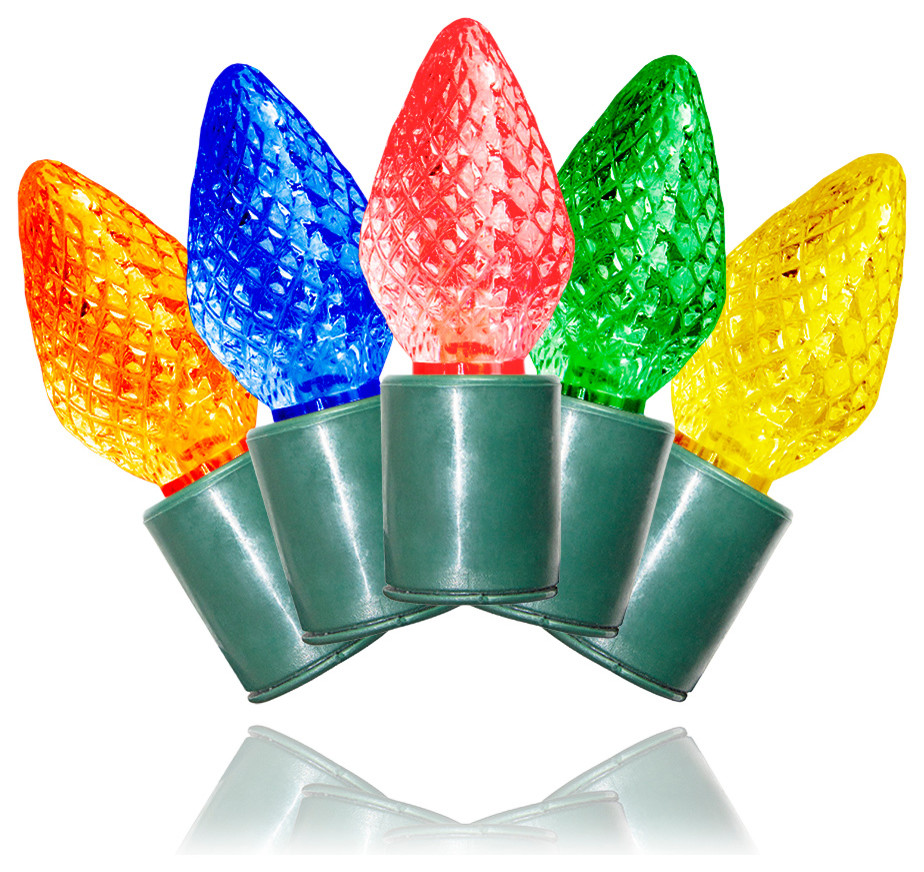 25Piece Faceted C7 Conical Multi Colored LED Light Set With InLine