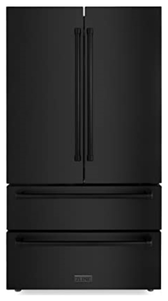 Zline 36 French Door Refrigerator, Black Stainless Steel, Rfm36Bs