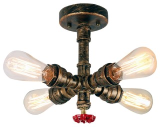 industrial flush ceiling pipe mount light lighting copper semi lights