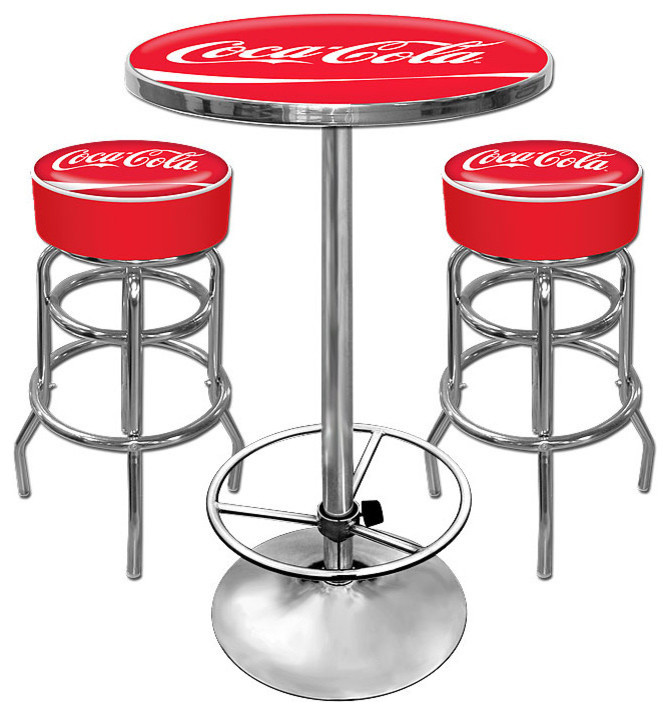 Ultimate Coca-Cola Gameroom Combo - 2 Bar Stools and Table