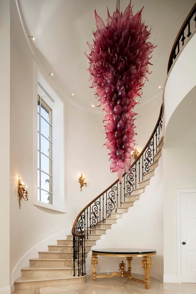 Inspiration for a huge transitional beige floor foyer remodel in Phoenix