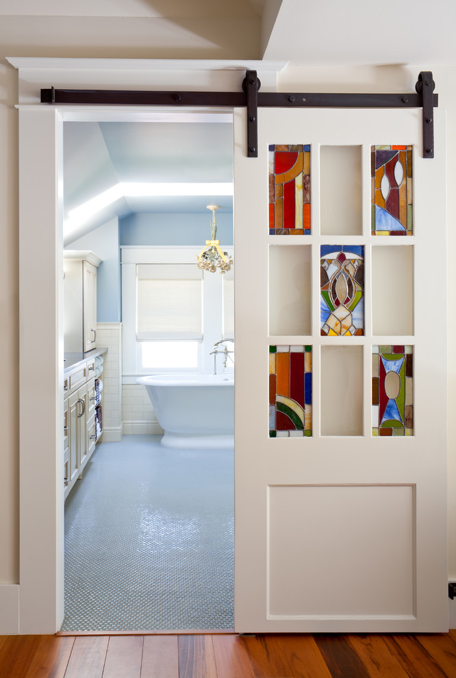 Inspiration for a mid-sized transitional master bathroom remodel in Denver