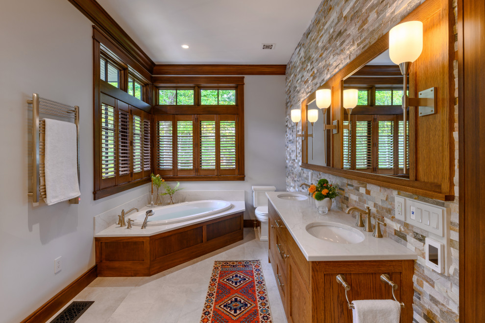This is an example of a rustic bathroom in Boston.