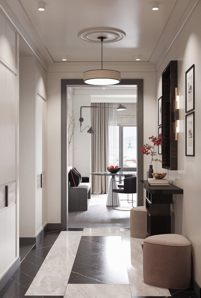 Монохромный интерьер с яркими акцентами