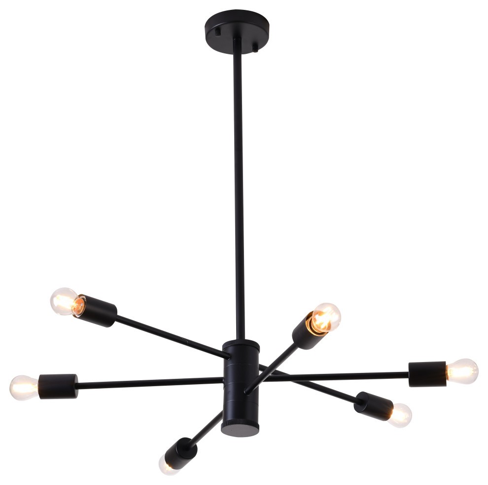 27" Matte Black Chandelier With Arms