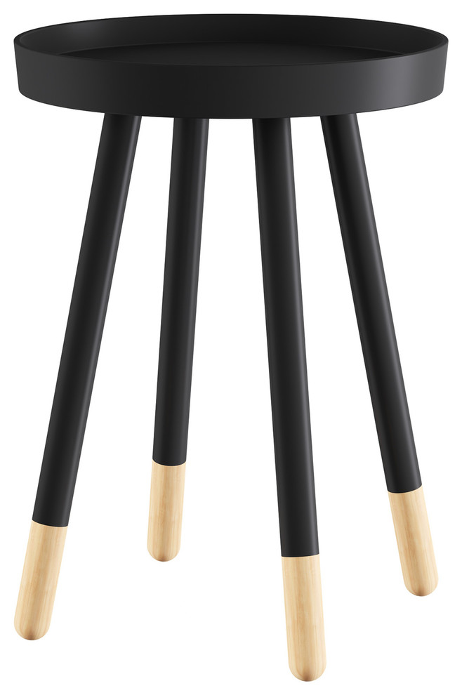 Lavish Home Round TwoTone End Table With Tray Top Midcentury Side