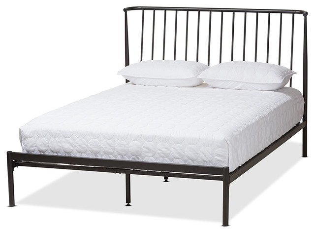 Sabine Modern And Contemporary Black Metal Queen Size Platform Bed Transitional Beds By Virventures Houzz Sabine Modern And Contemporary Black, Iron Platform Bed Queen