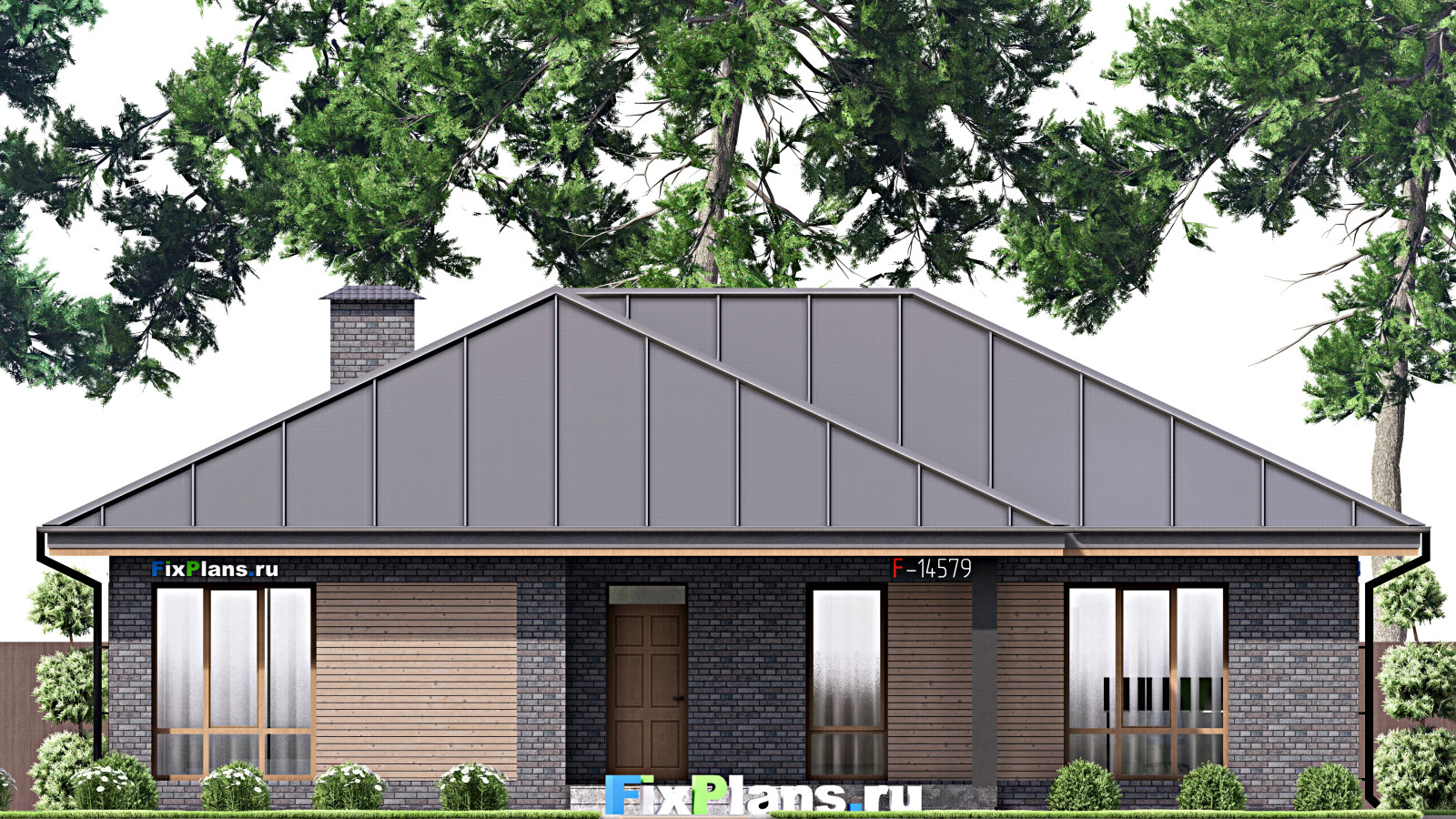 Проект одноэтажного дома 15х15м S146м2 F-14579