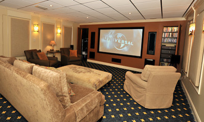 Inspiration for an eclectic home theatre in Birmingham.