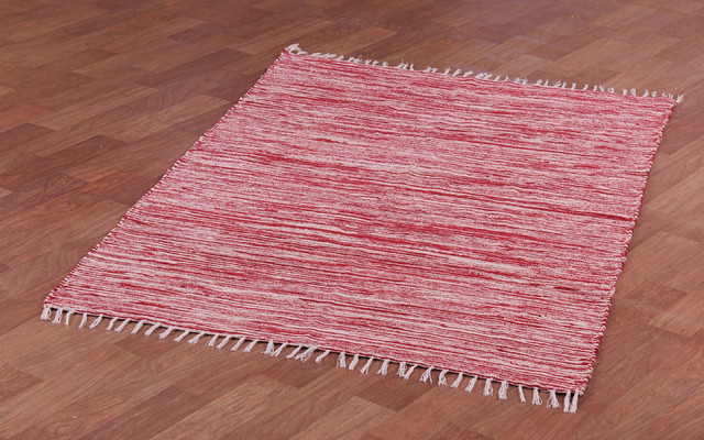 Red Complex Chenille Flat Weave Rug, 5'x8'