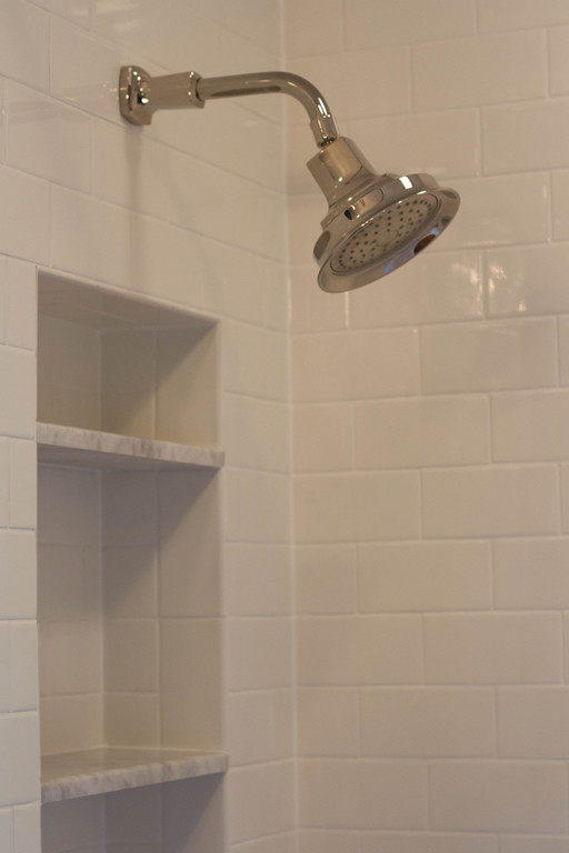 Alcove bathtub - large transitional master ceramic tile alcove bathtub idea