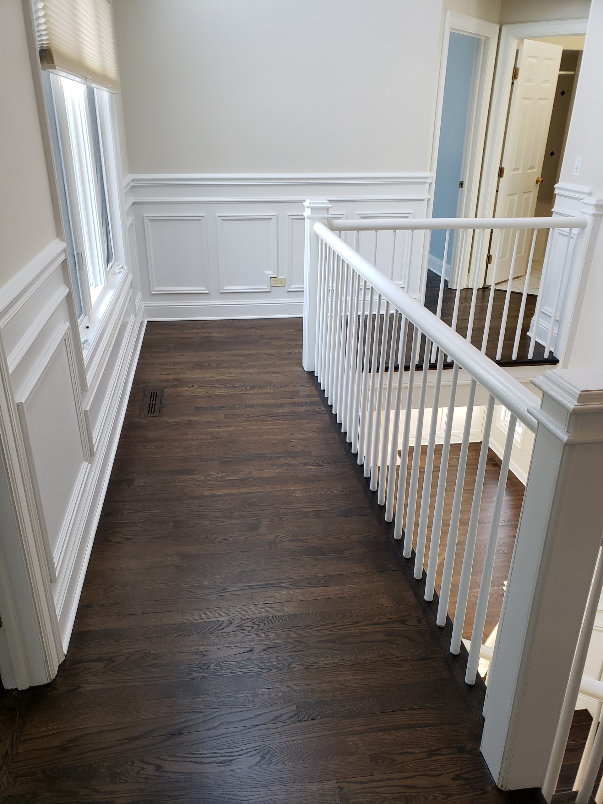 Glencoe 2 and 1/4 white oak new and old Dark Walnut stain Bona Traffic HD satin