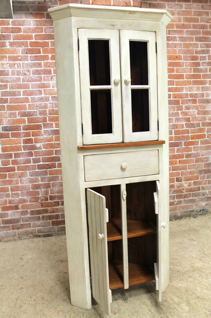 White Farmhouse Corner Cabinet