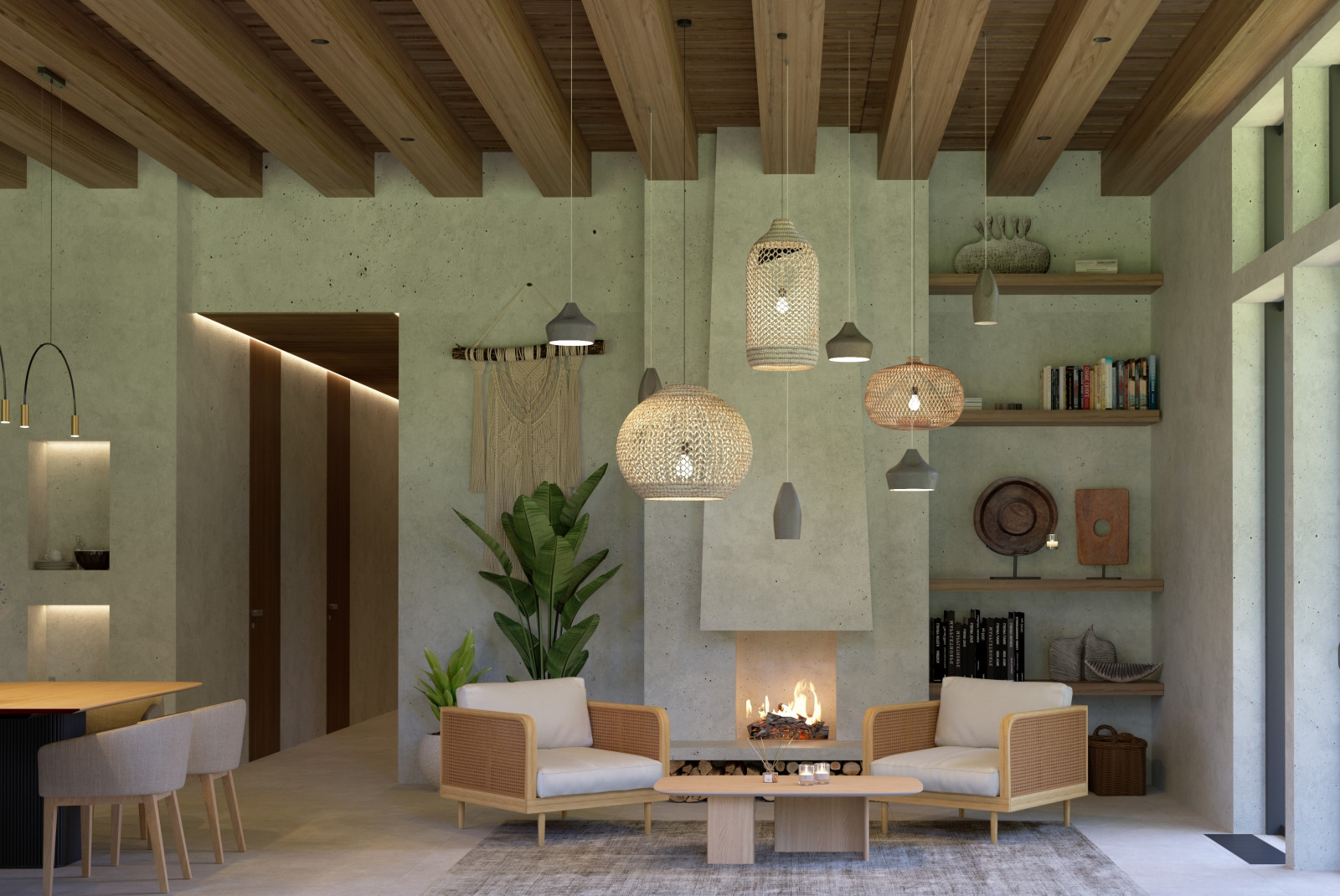 Кухня-гостиная в загородном доме