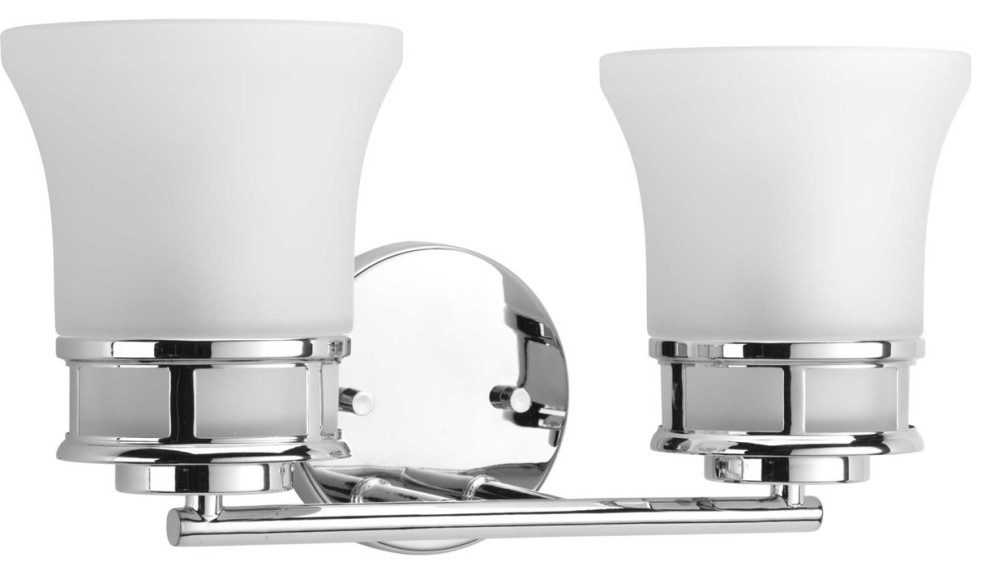 Cascadia 2 Light Bathroom Vanity Light, Polished Chrome Transitional