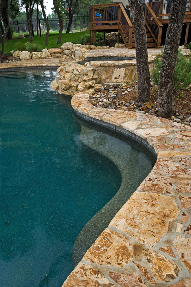 Inspiration for a mid-sized rustic pool remodel