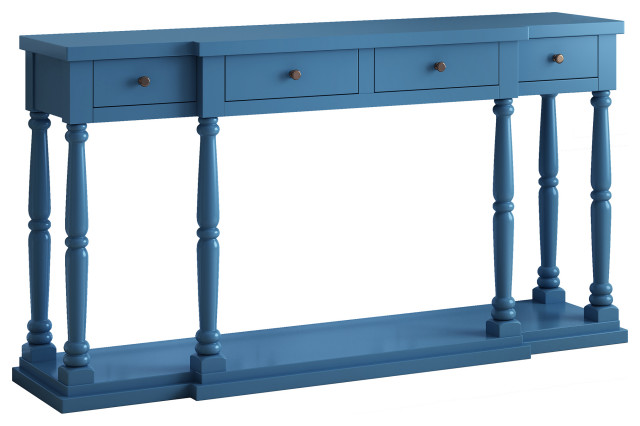 TATEUS Retro Senior Console Table for Hallway Living Room Bedroom, Navy Blue