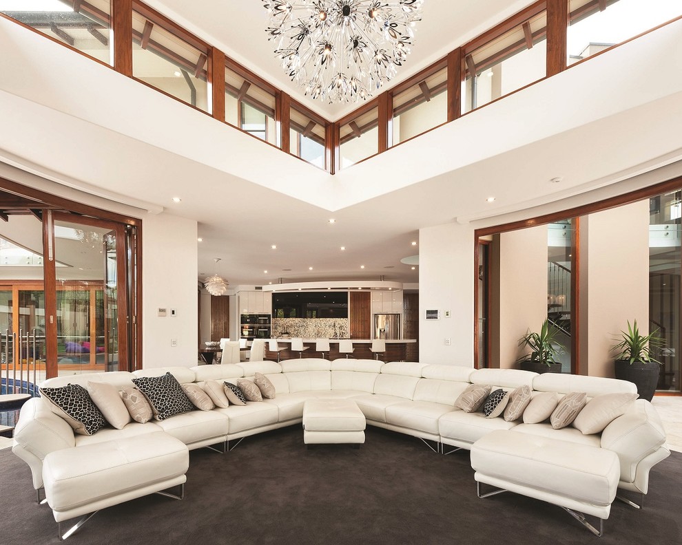 Design ideas for a contemporary formal open concept living room in Melbourne.