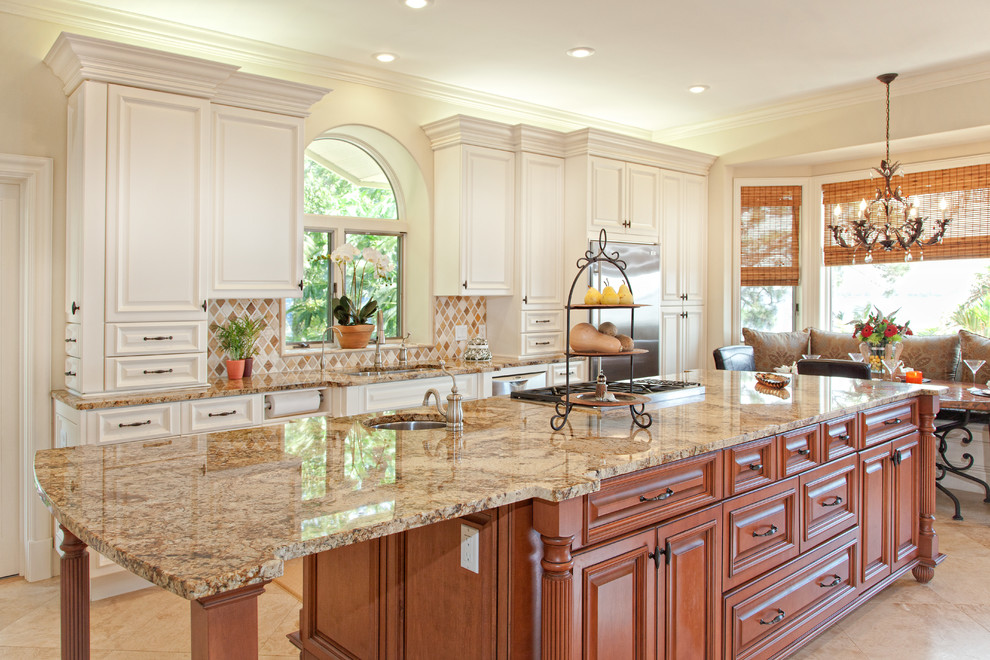 Granite Island Countertop Traditional Kitchen Miami By Real   Home Design 