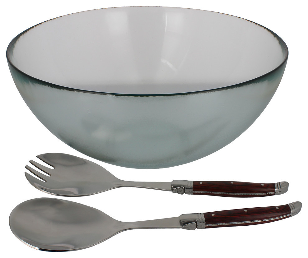 Urban Salad Bowl With Laguiole Connoisseur Rosewood Salad Servers Contemporary Serving And