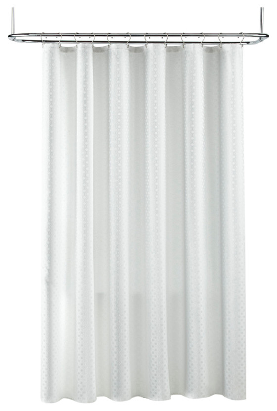Radley Geometric Buttonhole Top Shower Curtain, Ivory, 70 x 72", 70 x