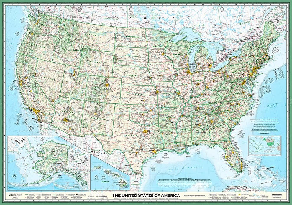 The Essential Geography of the United States of America Wall Mural