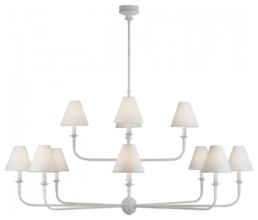 Piaf Grande TwoTier Chandelier, 12Light, Plaster White, 58"W Transitional Chandeliers by