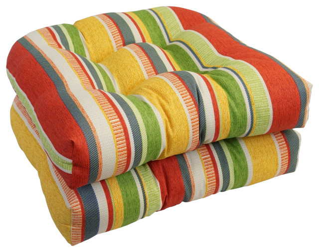 19" UShaped Dining Chair Cushions, Set of 2, Coltrane Garden