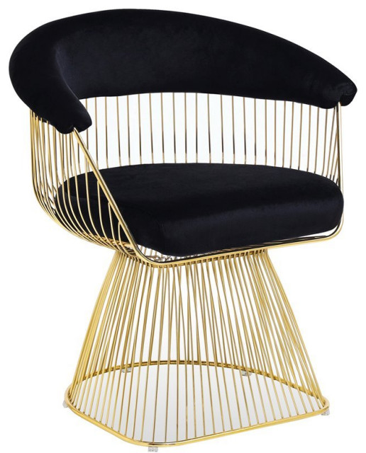 Gary Black Velvet With Gold plated frame Accent Chair