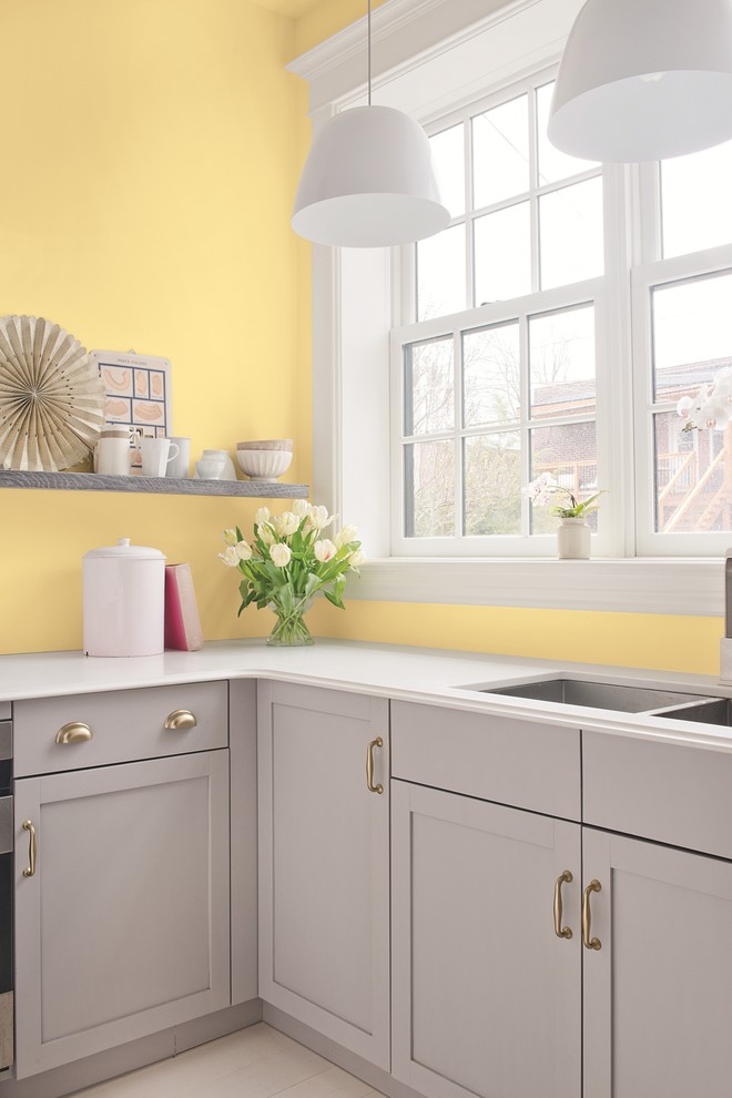 Kitchen - traditional kitchen idea in Other with shaker cabinets