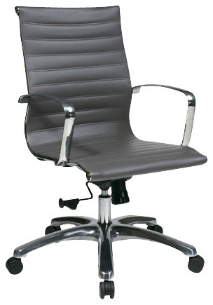OSP Furniture Hospitality 74612LT Mid Back Grey Eco Leather Chair