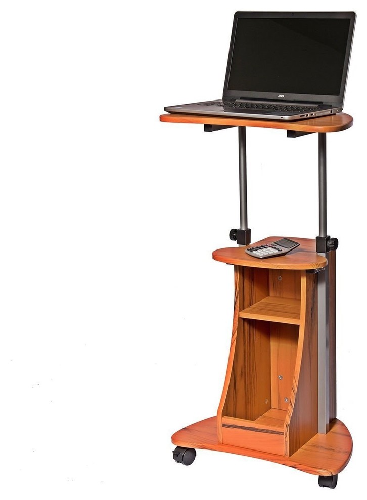 Mobile Sit Down Stand Up Desk Adjustable Height Laptop Cart In