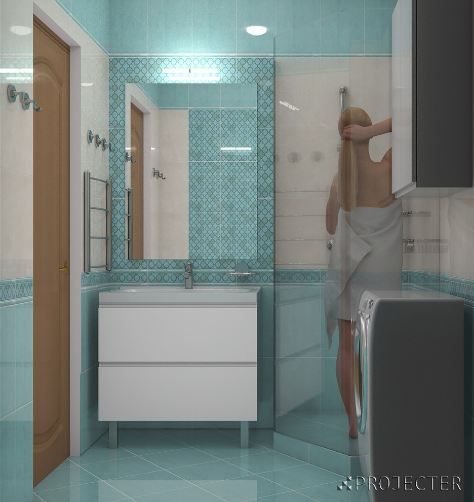 Дизайн-проект ванной комнаты в квартире, плитка Керама Марацци Фоскари, Москва