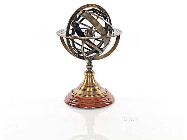 Armillary Sphere On Wood Base Hancrafted Nautical Decor Traditional Decorative Objects And Figurines By Oxeme Group Inc Houzz - Armillary Sphere Home Decor
