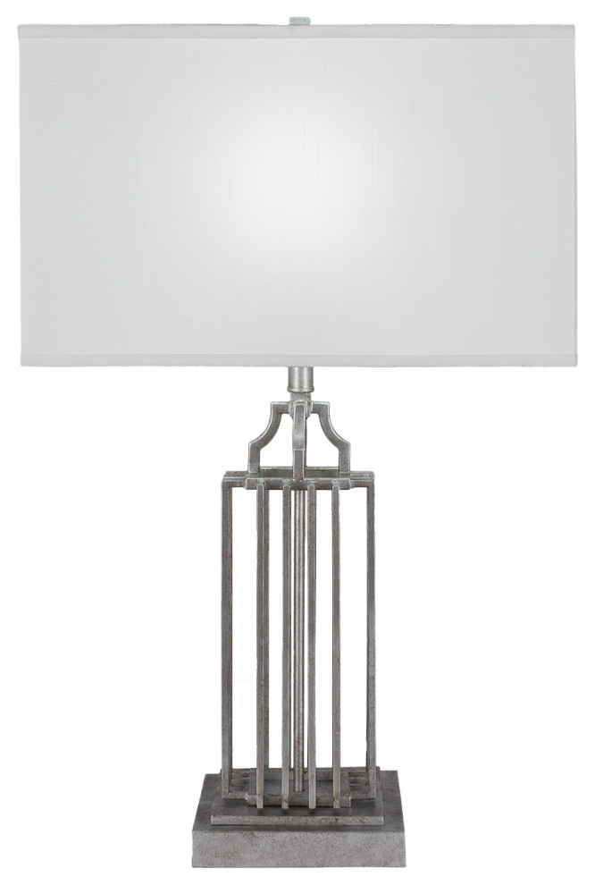 Sky Loft 1 Light Table Lamp In Aged Silver (1111-AS)