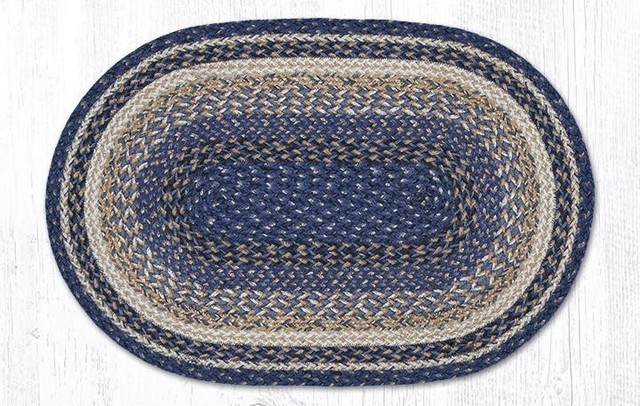 Earth Rugs Oval Blue//Natural Braided Rug
