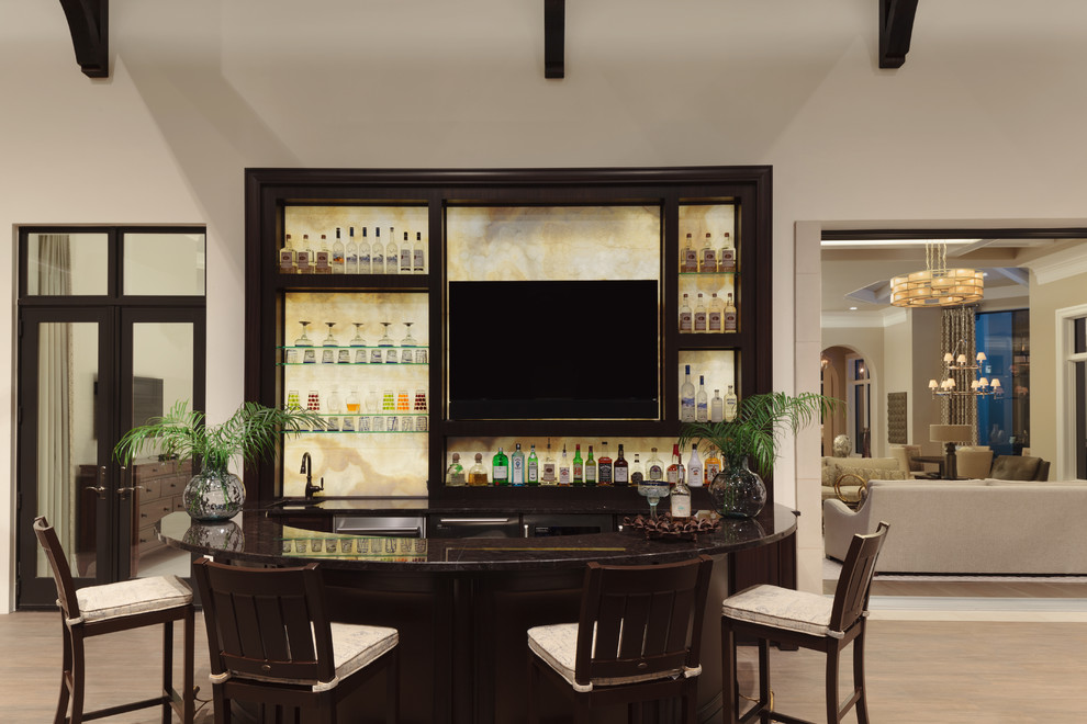 Photo of a contemporary u-shaped wet bar in Miami.