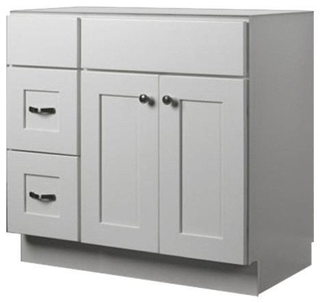 Jsi Dover White Two Drawer 36 W Bathroom Vanity Left Hand Drawers Jsi Dover White Two Drawer 36 W Bathroom Vanity Left Hand Drawers