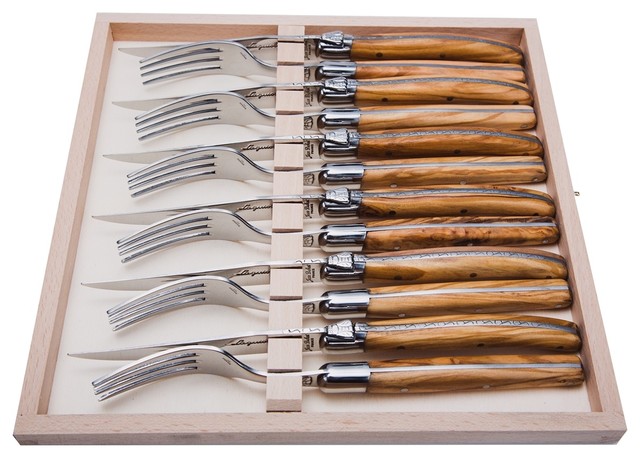 Jean Dubost 12 Pc Cutlery Set With Olive Wood Handles Contemporary Jean Dubost 12 Pc Cutlery Set With Olive Wood Handles