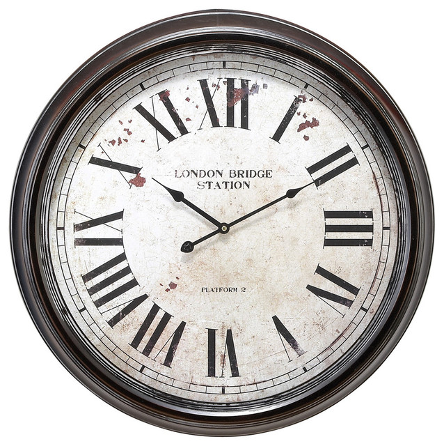 London Bridge Station Round Wall Clock Roman Numerals Decor 52102